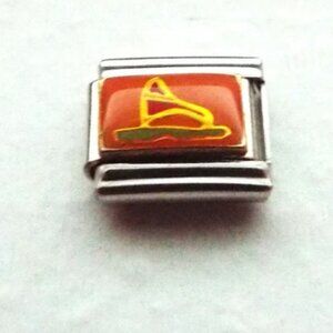 Sailboat on orange enamel 9mm stainless steel italian charm bracelet link new